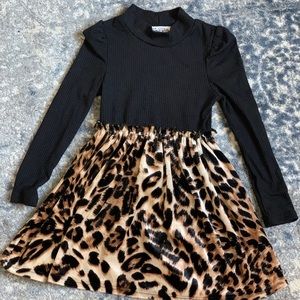 Ten Sixty Sherman Girls Mock Neck Leopard Dress Size 3